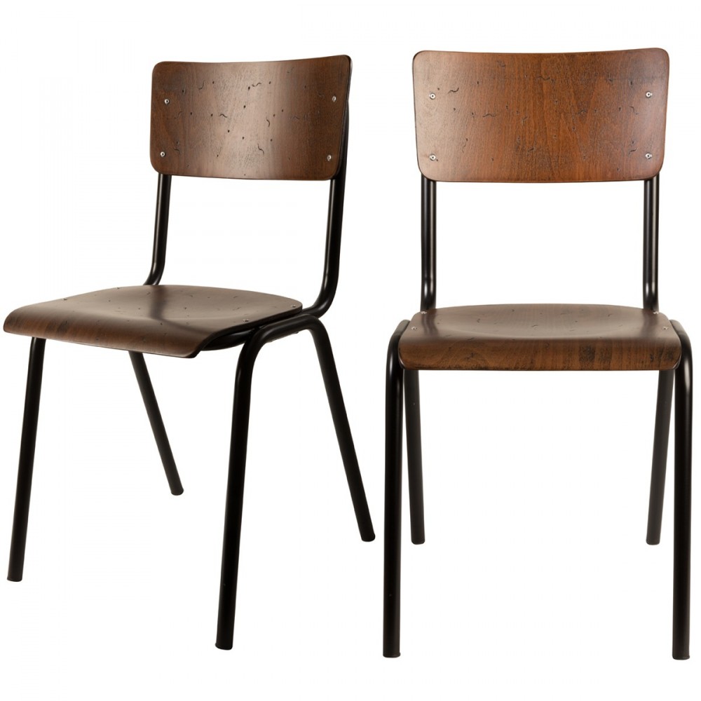Chaise vintage métal bois écolier Scuola by Drawer.fr