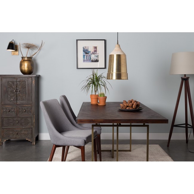 Table chevrons de bois et laiton medium Class