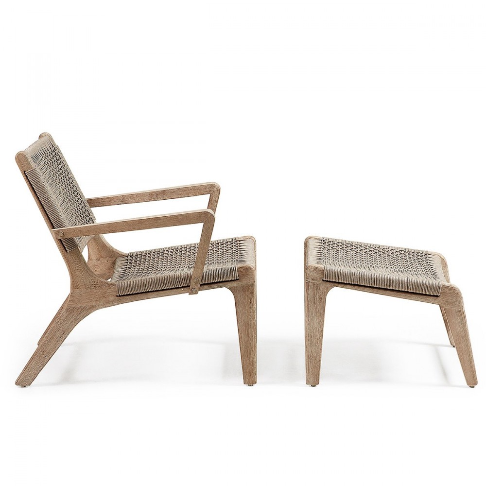 fauteuil repose pieds de jardin bois et corde basneti