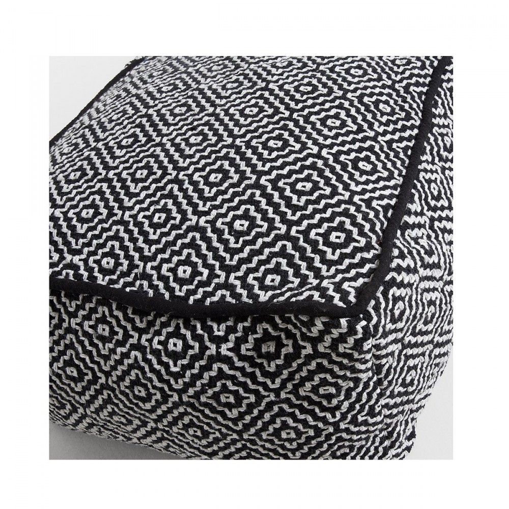 Pouf 100% coton déhoussable noir et blanc Thira par Drawer.fr Pouf 100% coton déhoussable noir et blanc Thira par Drawer.fr
