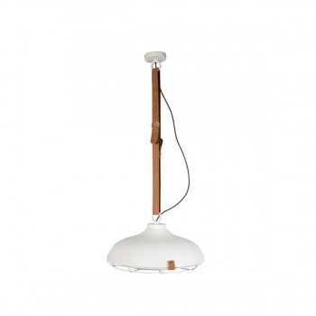 Suspension Dutchbone en métal blanc et cuir Dek 51