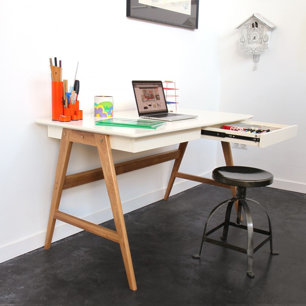 bureau scandinave laque et bois 120cm skoll