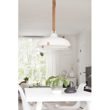 Suspension Dutchbone en métal blanc et cuir Dek 51