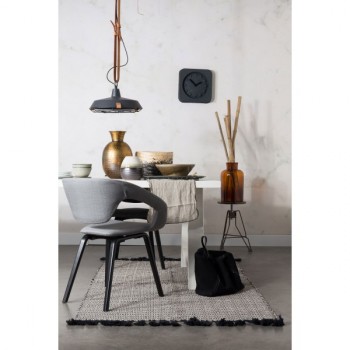 Suspension en métal laqué gris anthracite et cuir brun Dek 40