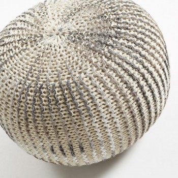 Pouf en coton tricoté Metal Shott