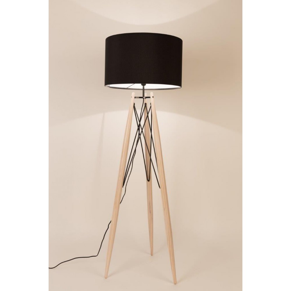 lampadaire trepied bois