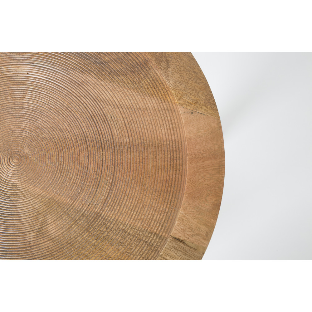 Table d'appoint ronde 60x53,5 cm naturel et plateau doré - CURZU