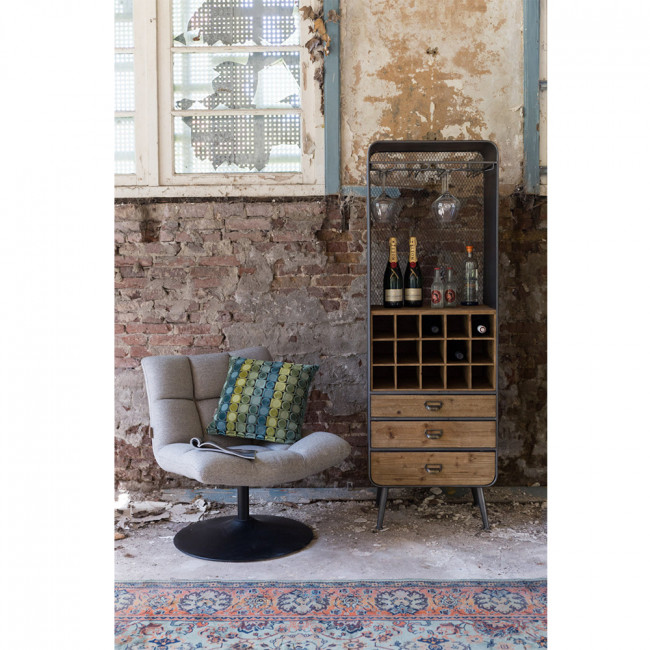 Armoire cave à vins métal et bois Vino
