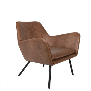 Fauteuil lounge vintage façon cuir Bon