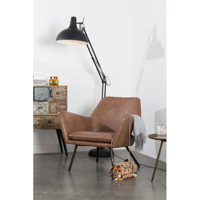 Fauteuil lounge vintage façon cuir Bon