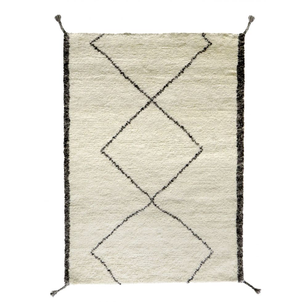 tapis berbere en laine ecrue et grise pavot