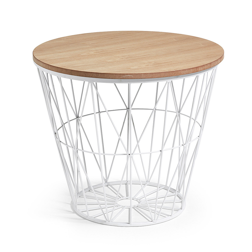 table d appoint en metal et bois naturel isa