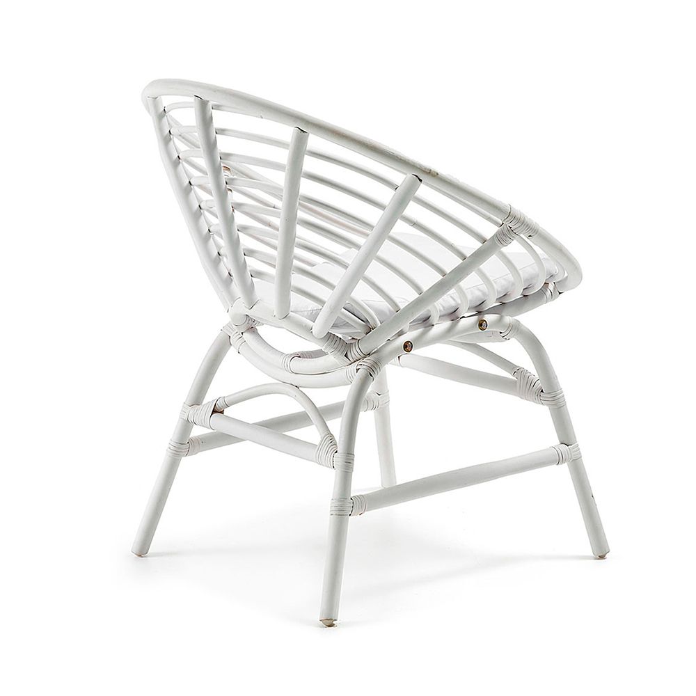 Fauteuil en rotin blanc coussin coton Lou by Drawer