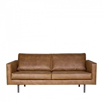 Canapé 3 places vintage en éco-cuir Bronco Cognac