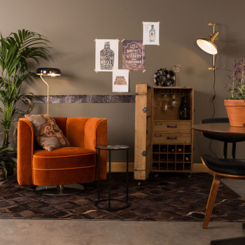 Fauteuil lounge effet velours Flower Dutchbone