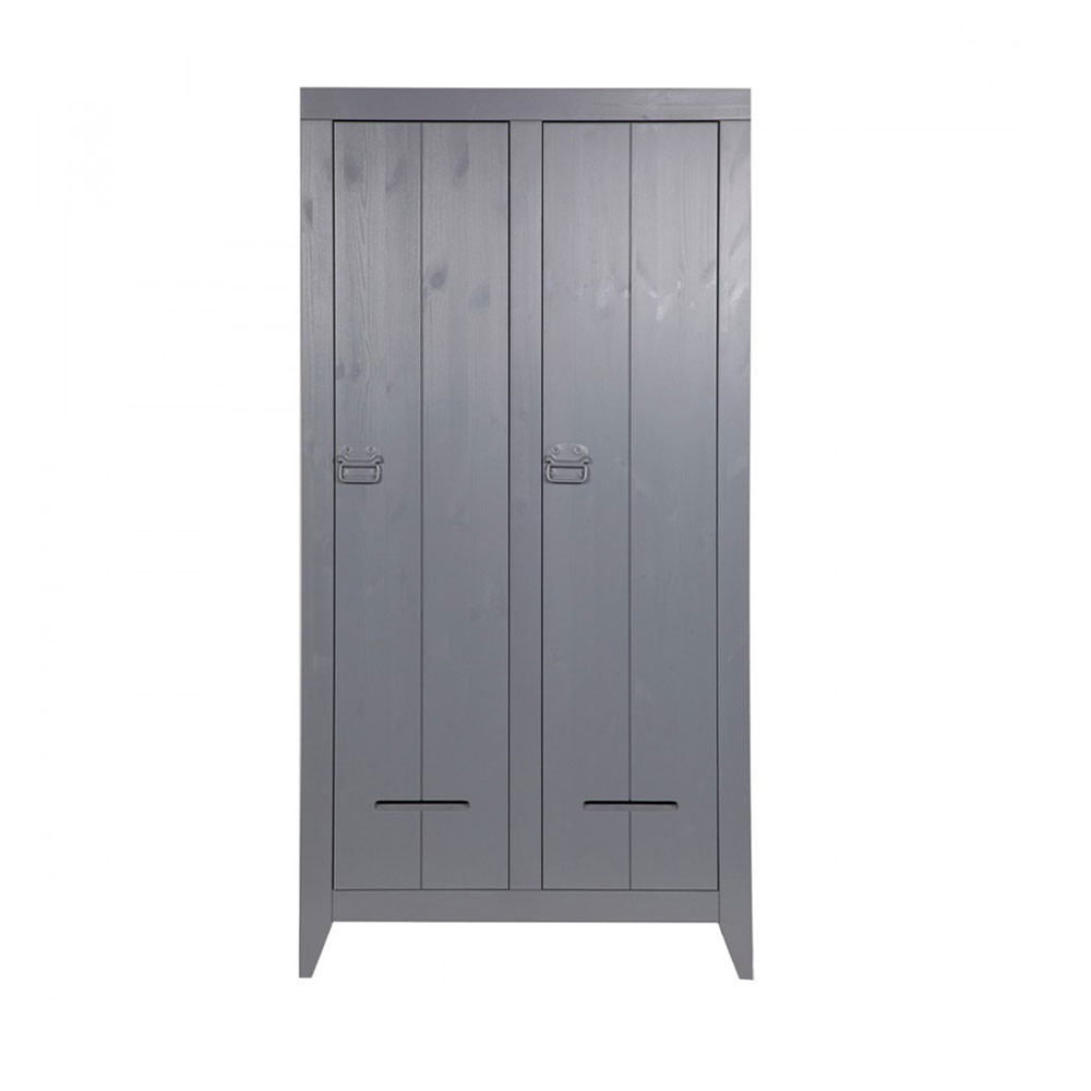 Til - Armoire industrielle 2 portes en pin - Couleur - Gris anthracite