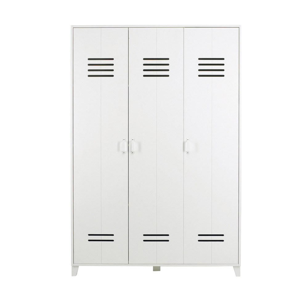 Nicolet - Armoire 3 portes en pin - Couleur - Blanc