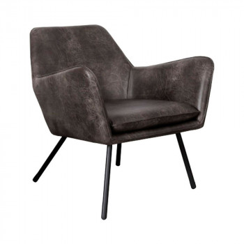 Fauteuil lounge vintage façon cuir Bon Gris anthracite