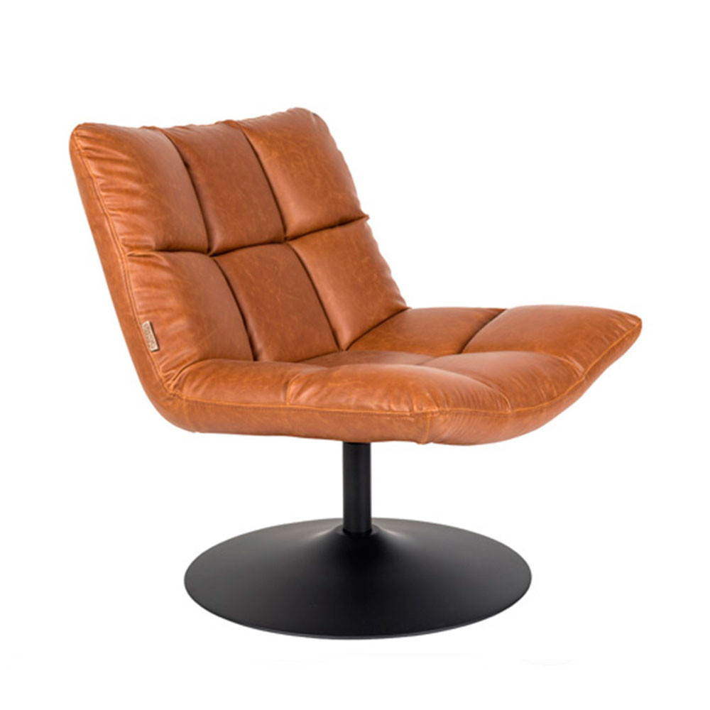 bar - fauteuil façon cuir pivotant lounge - couleur - cognac