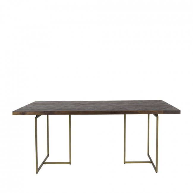 Table à manger chevrons bois et laiton Class