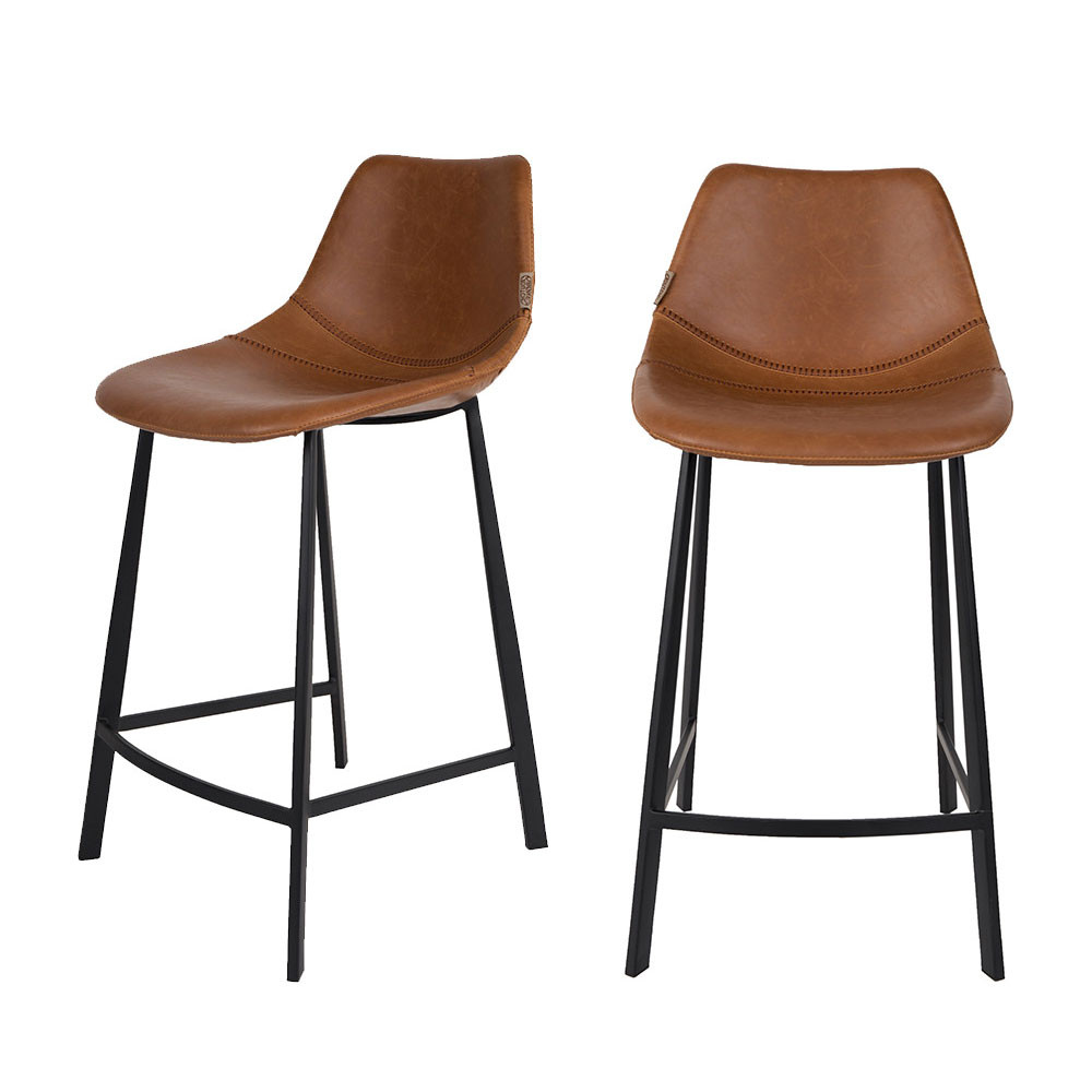 franky - lot de 2 tabourets de bar vintage 65cm - couleur - marron