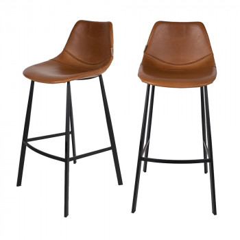 Lot de 2 tabourets de bar façon cuir Franky