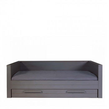 Lit 1 place banquette en bois gris fsc Denis
