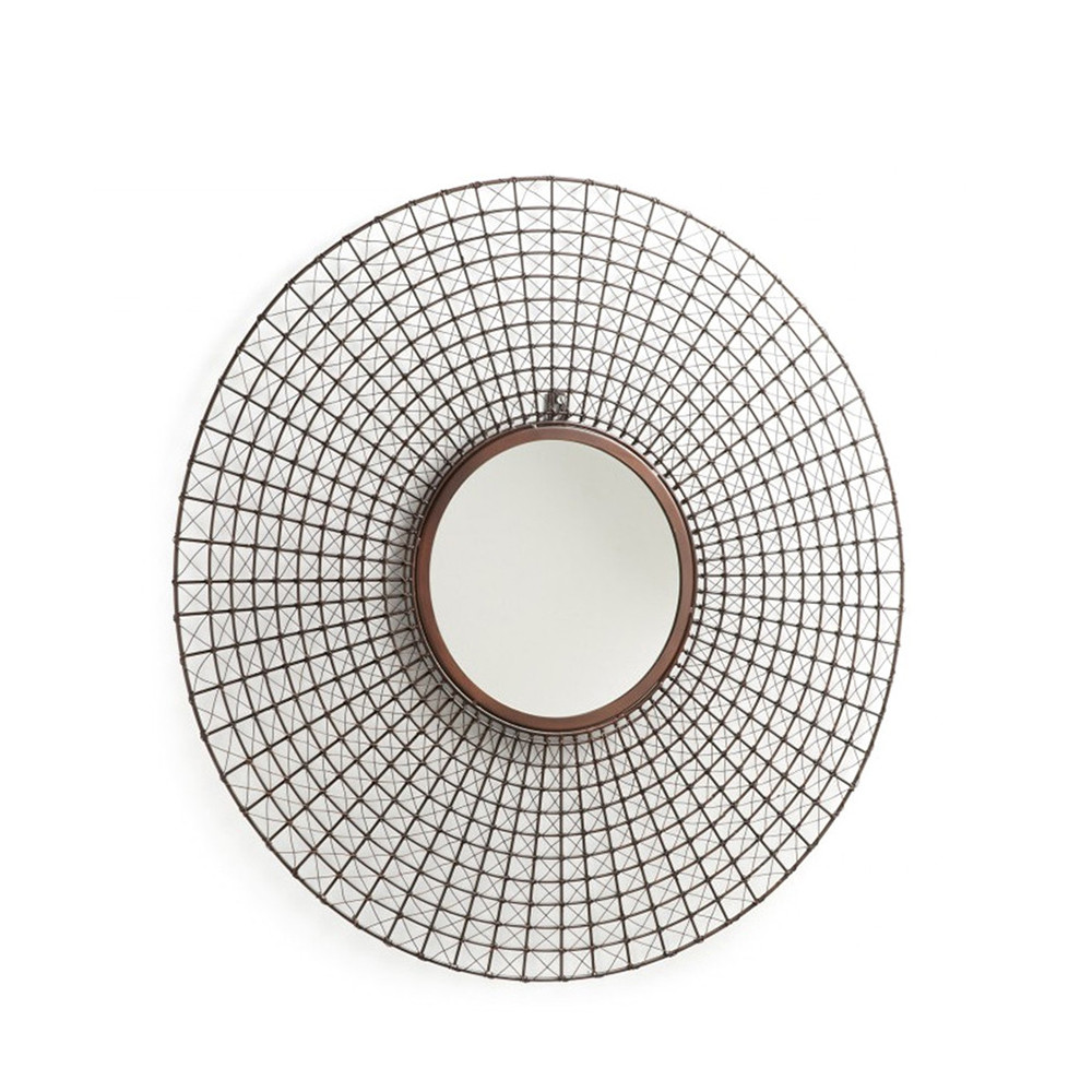 Miroir rond mural tiges métal cuivre by Drawer
