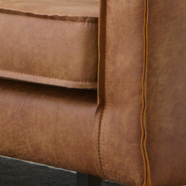 Canapé 3 places vintage en éco-cuir Bronco Cognac