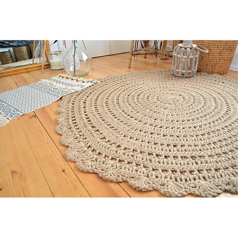 Tapis rond en crochet beige Corn Drawer Tapis rond en crochet beige Corn Drawer