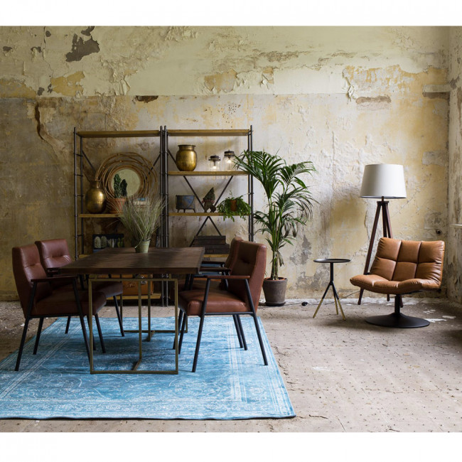 Table à manger chevrons bois et laiton Class