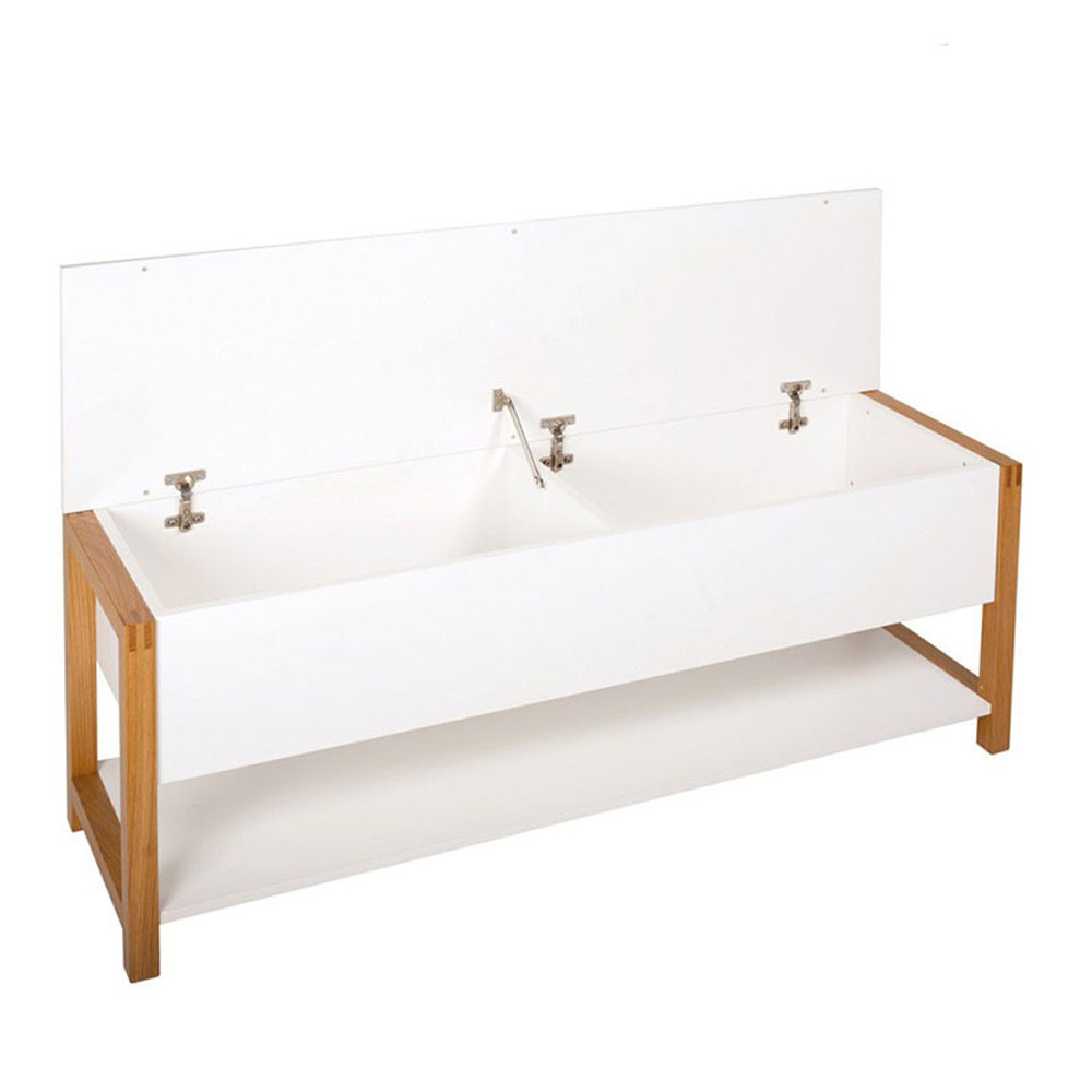 Banc Entrée Chambre Scandinave Bois Rangement Blanc