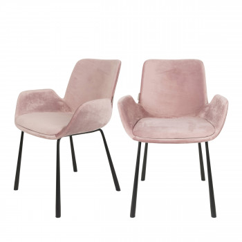 Lot de 2 fauteuils lounge velour rose Brit Zuiver