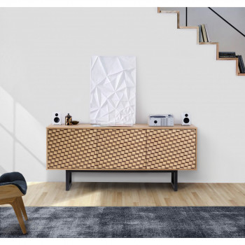 Buffet contemporain bois motifs cubes Camden