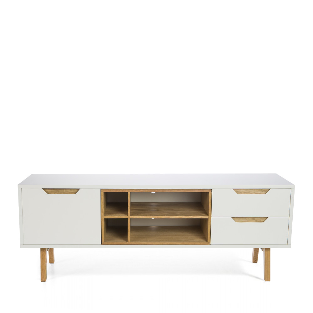 Meuble TV design 1porte, 2 tiroirs et 4 niches blanc et chêne 150cm Sleek -> Meuble Tv Zuiver Meuble TV design 1porte, 2 tiroirs et 4 niches blanc et chêne 150cm Sleek -> Meuble Tv Zuiver