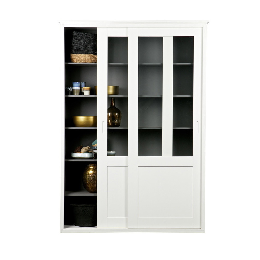 Vince - Vaisselier en bois 2 portes coulissantes - Couleur - Blanc