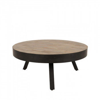 Table basse ronde Ø74 cm en teck recyclé Suri Large