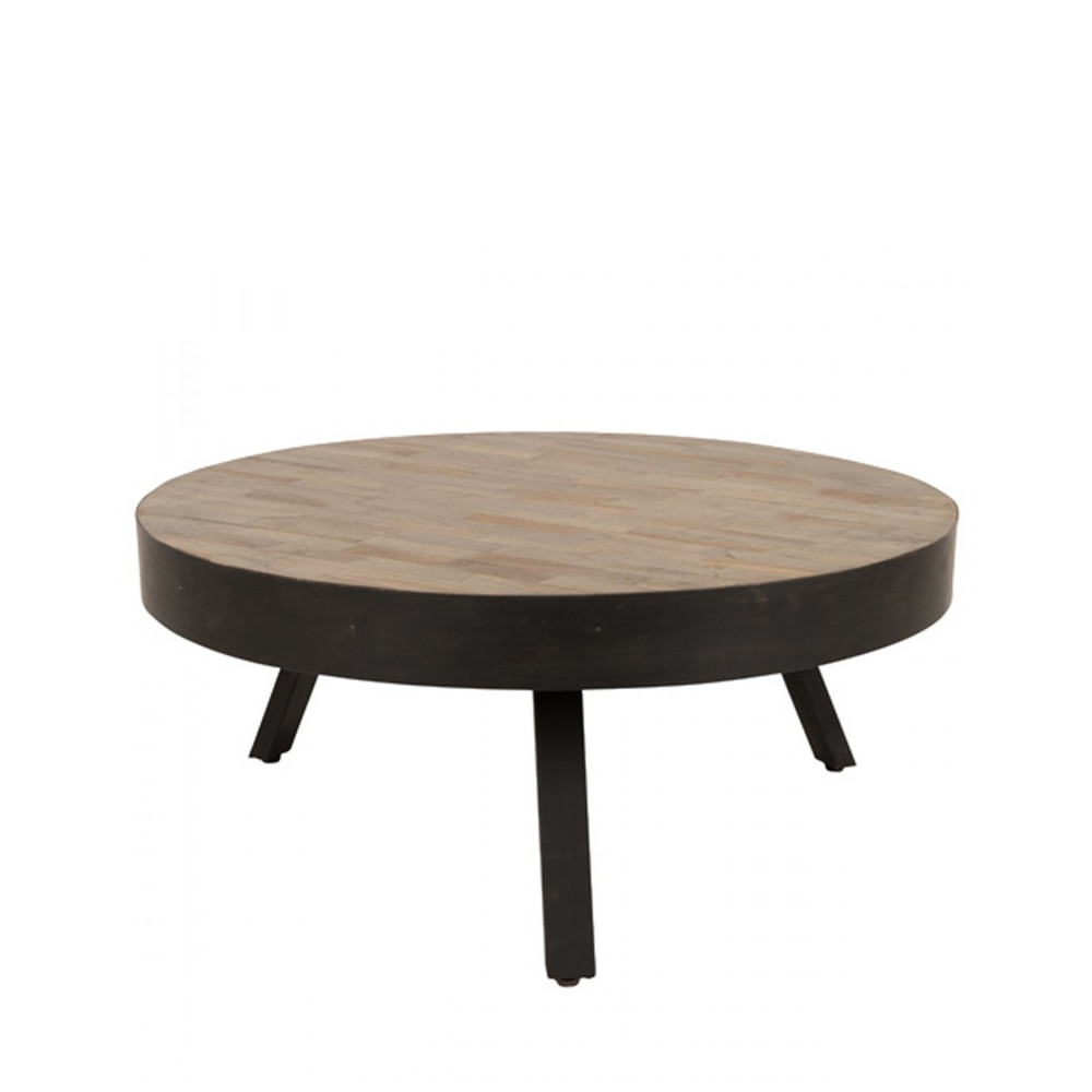 Suri - Table basse ronde ø74 cm en teck recyclé Large - Couleur - Bois