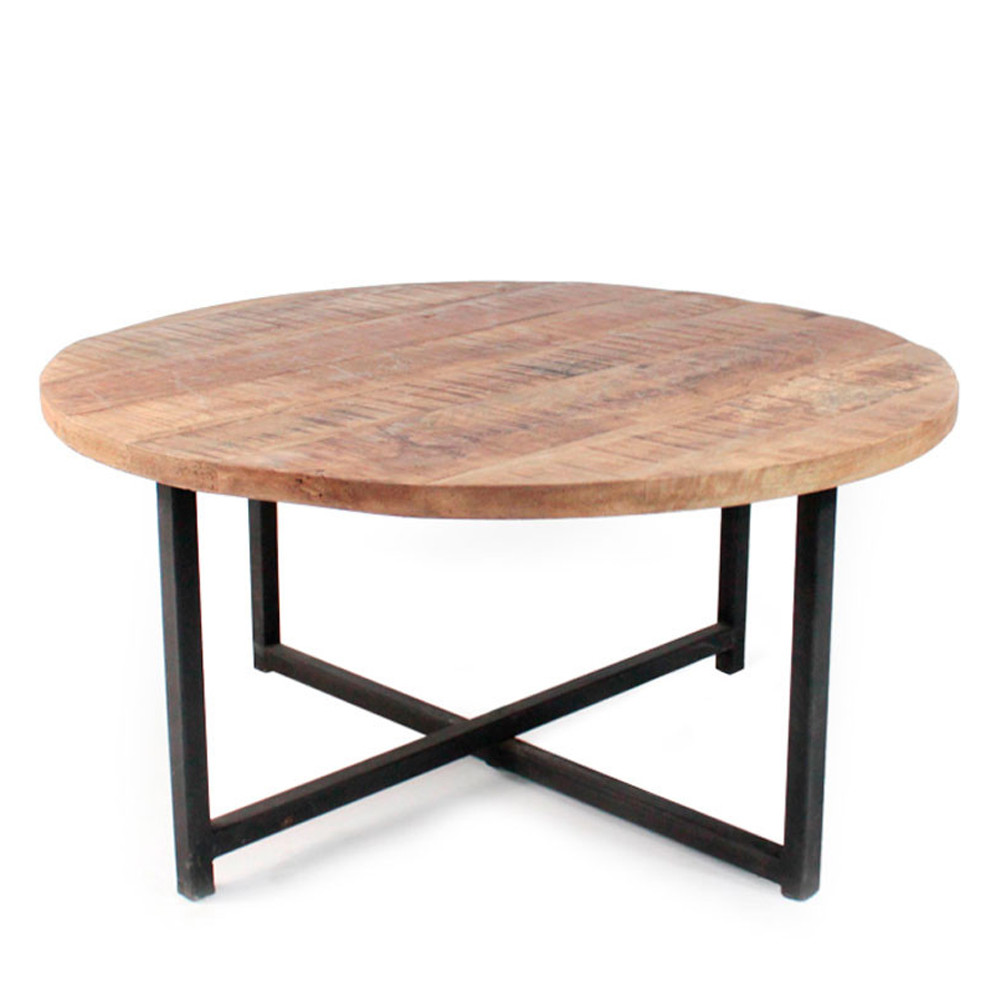 table basse ronde bois metal dock