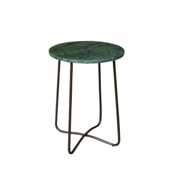 Table d'appoint retro métal et marbre vert Emerald