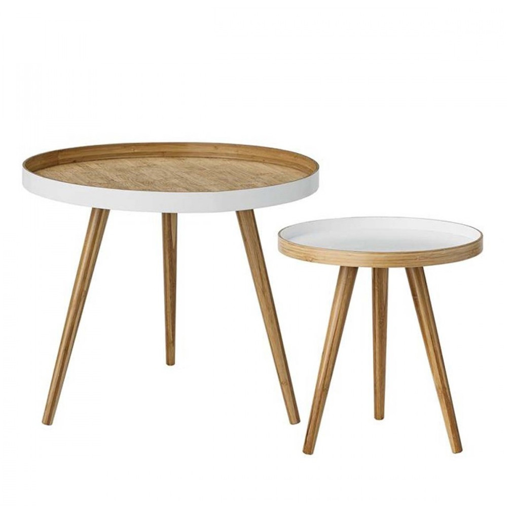 cappuccino - 2 tables d'appoint en bois - couleur - bambou