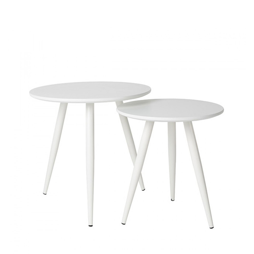 Daven - 2 tables d'appoint laquées - Couleur - Blanc