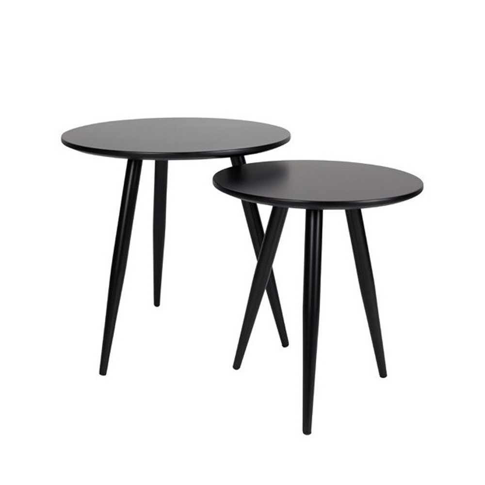 daven - 2 tables d'appoint laquées - couleur - noir