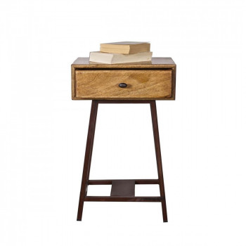 Table d'appoint bois métal vintage Frem