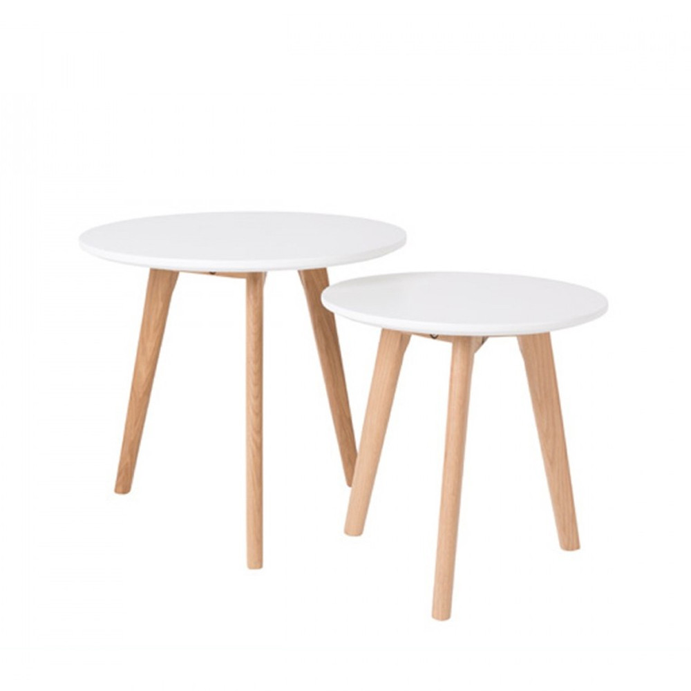 Bodine - 2 tables d'appoint scandinave - Couleur - Blanc