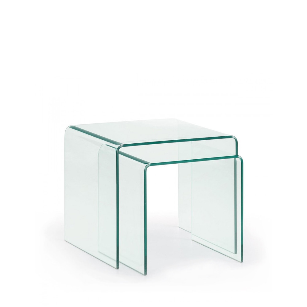 Burano - 2 tables basses gigognes en verre - Couleur - Transparent