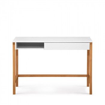Bureau bois et laque, tiroir et niche Northgate Blanc / Chêne
