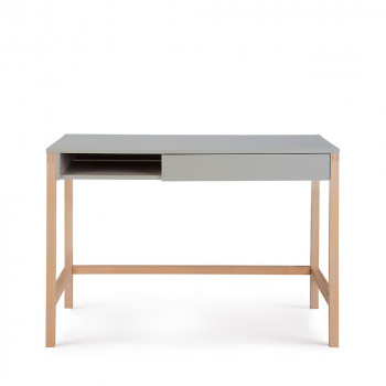 Bureau bois et laque, tiroir et niche Northgate Blanc / Chêne