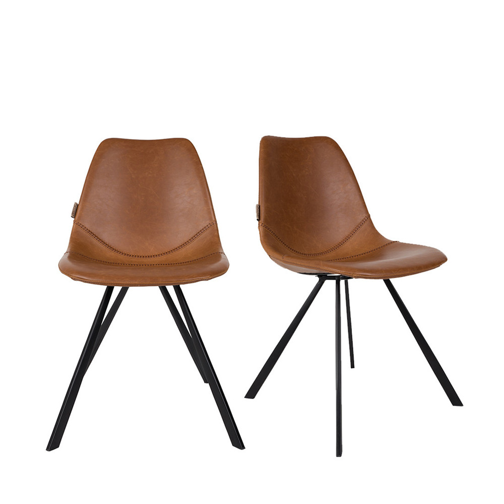 franky - lot de 2 chaises vintage - couleur - marron