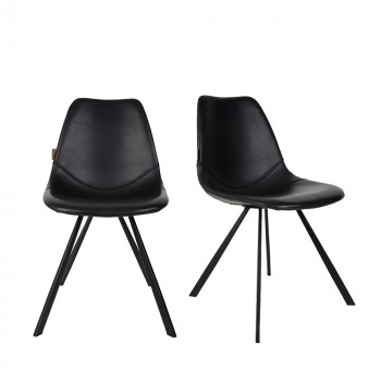 Lot de 2 chaises design en métal noir - Made in Meubles